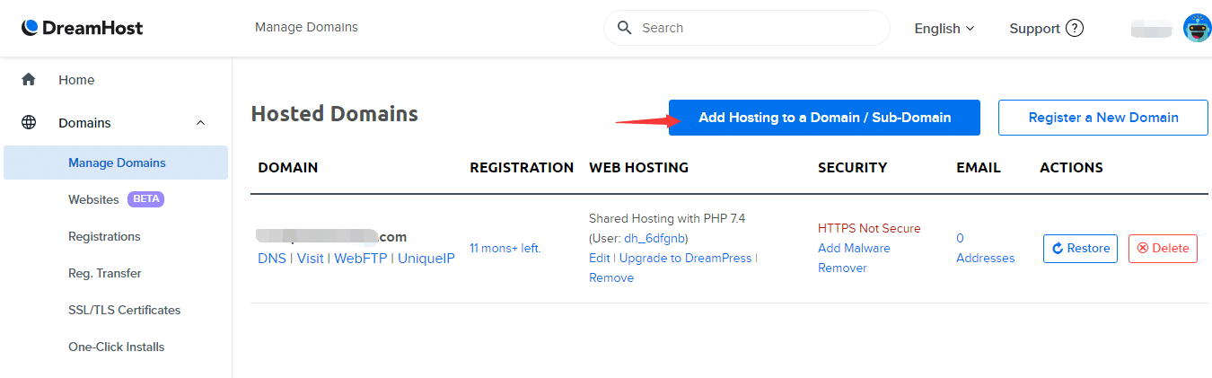 dreamhost domain