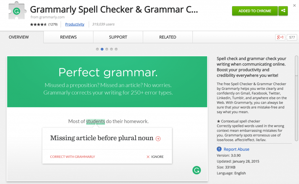 grammarly chrome extension